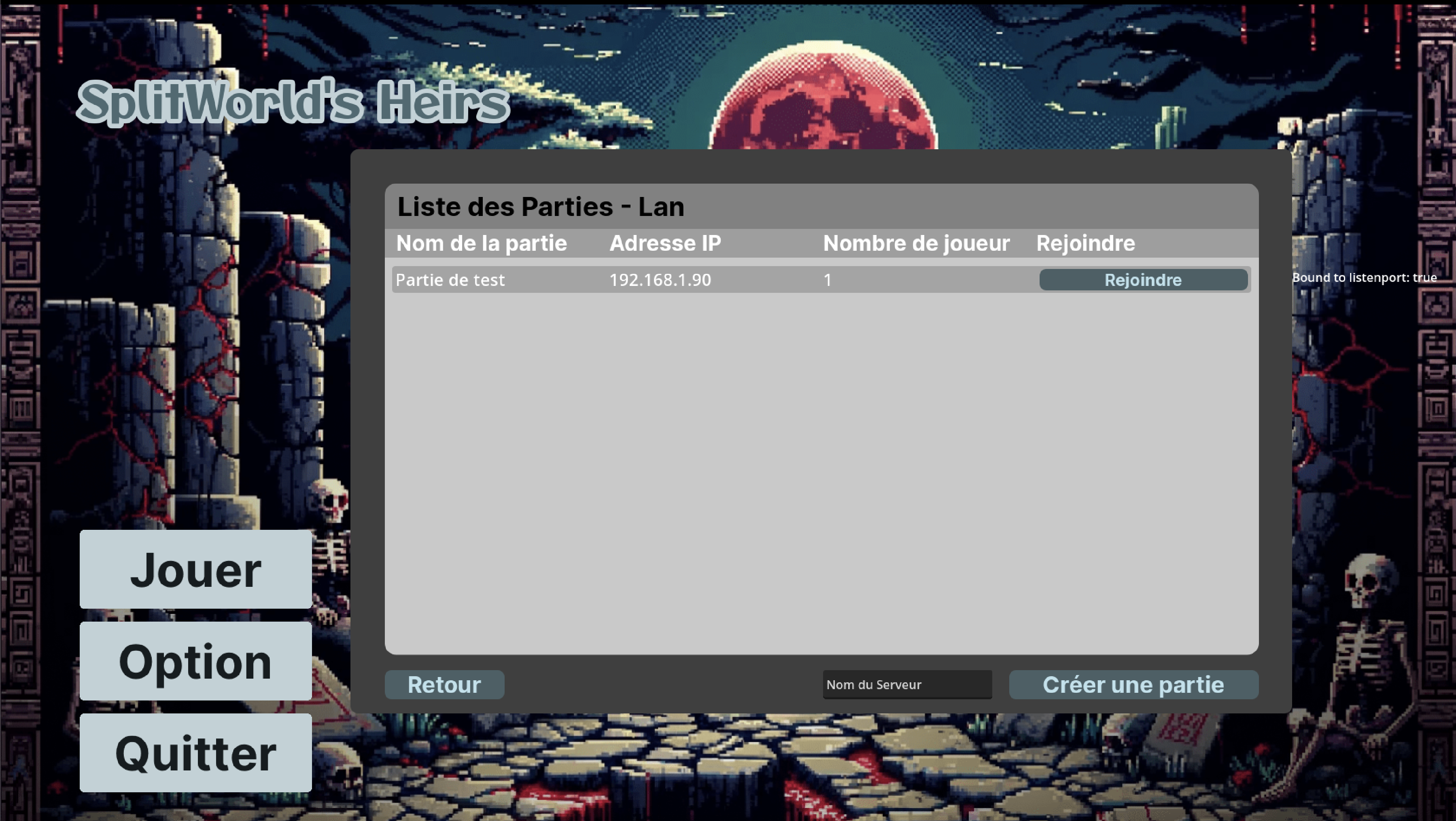 Menu Multijoueurs